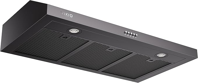 Under Cabinet Range Hood 36 Inch, 580 CFM Dual-Motor Kitchen Vent with LED Lights, Button Control, Ducted Stainless Steel Vent Hood, Reusable 5-Layer Aluminum Filters, Black