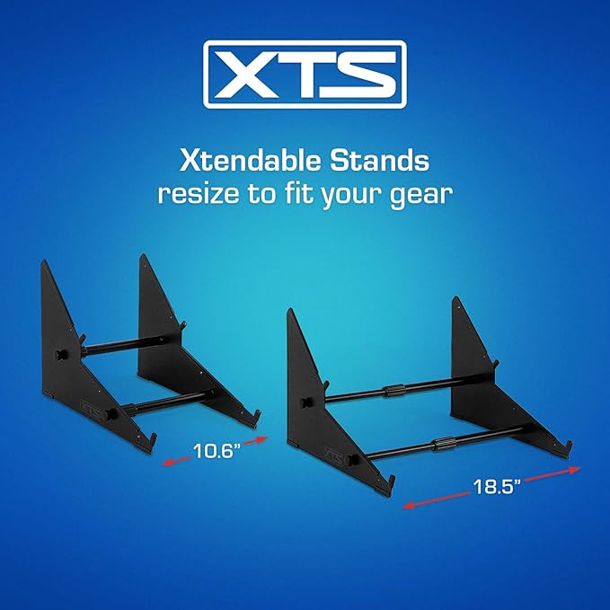 2-Tier XTS Desktop Stand, Adjustable Length from 10.6" - 18.5" for Sampler/Synth/MIDI Controller/Drum Machine, fits MPC Live 3 & Live 2/TR-8S/Analog Rytm/Octatrack, easy to assemble and resize