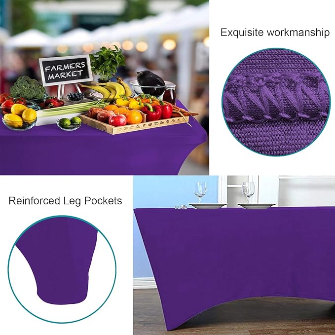 RELIANCER 2 Pack Stretch Spandex Table Covers for Rectangular Tables,4FT Elastic Fitted Tablecloth,Universal Rectangular Table Cloth Protector for Outdoor Party,Wedding,Bar,Birthday,Banquet,Events