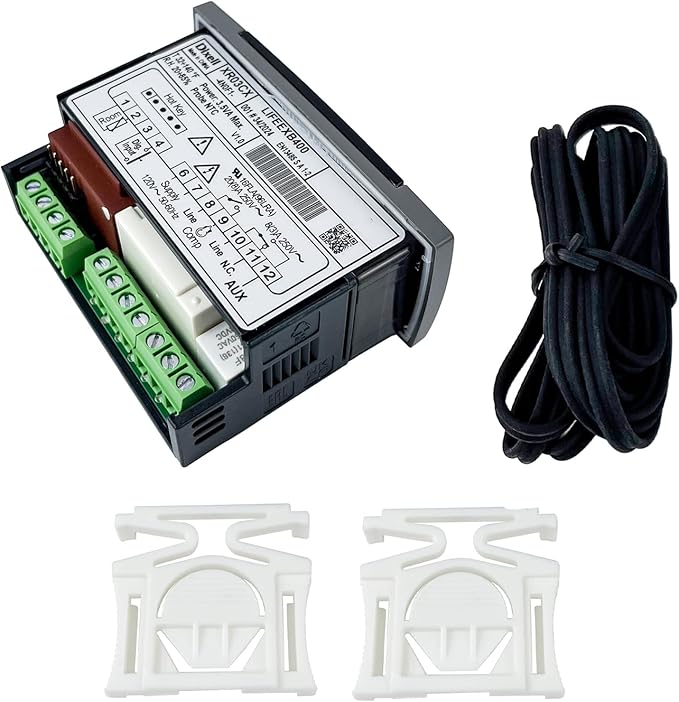 XR03CX-4N0F1 Digital Temperature Controller, 120V Thermostat Controller with Temperature Sensor Probes for Refrigerator Freezer Replace XR03CX, W0302186, XR03CX-4N1C0