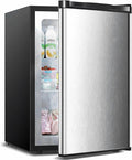 3.2 Cu.ft Small Upright Freezer, Mini Freezer with Adjustable Thermostat, Removable Shelves, Reversible Single Door, for Bedroom/Home/Dorms/Apartment, Silver