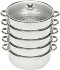 5 Tier Stainless Steel Steamer Cooker, 26cm Steam Pot Kitchen Food Cooking + Glass Lid Meat Vegetable Cooking Steam Pot Kitchen Cookware Food Steamer for Home Kitchen