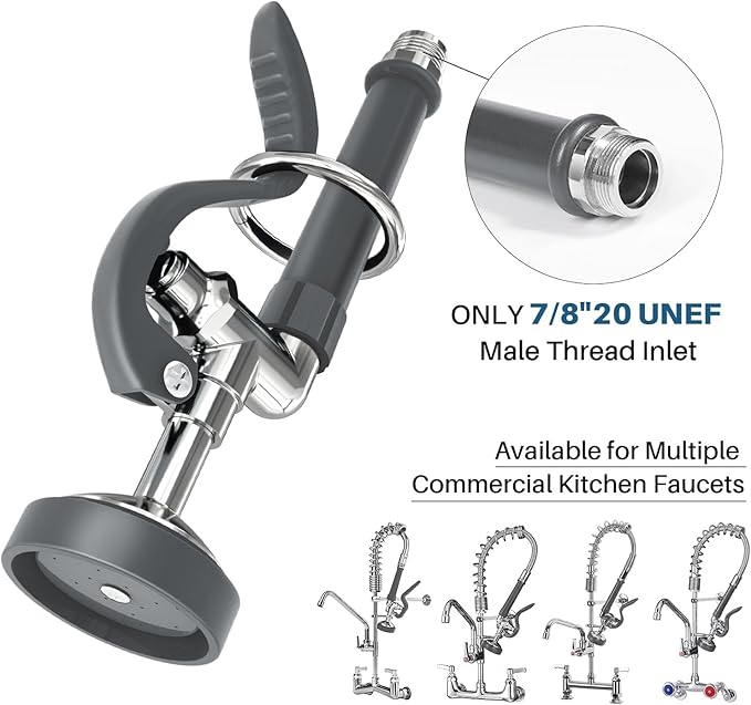 Dishwash Pre Rinse Sprayer for Kitchen: BESTJEEF Commercial Sink Faucet Spray Valve Head Replacement - High Pressure Pre-Rinse Sprayer Assembly for Restaurant Cleaning