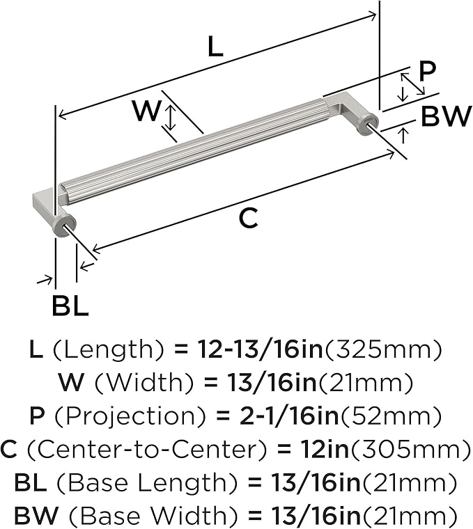 Amerock Ballard 12 inch (305mm) Center-to-Center Satin Nickel Appliance Pull, BP37650G10