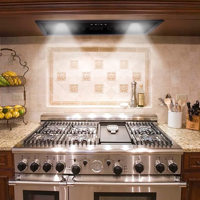 Akicon Range Hood Insert 30 Inch, Ultra Quiet, Powerful Suction Built-in Kitchen Vent Hood, Matte Black Stainless Steel Ducted Stove Hood with Dimmable LED Lights, 3-Speeds 600CFM