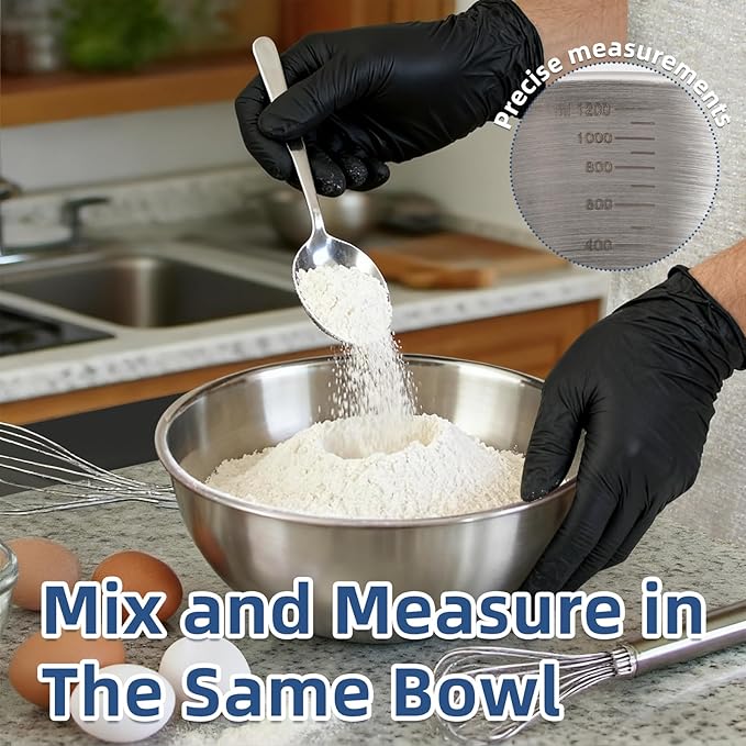 3-Piece Stainless Steel Mixing Bowls (6.3") Metal Bowl Set with Measurement Marks, Dishwasher Safe & Stackable - Perfect for Baking, Salad Making, Meal Prep