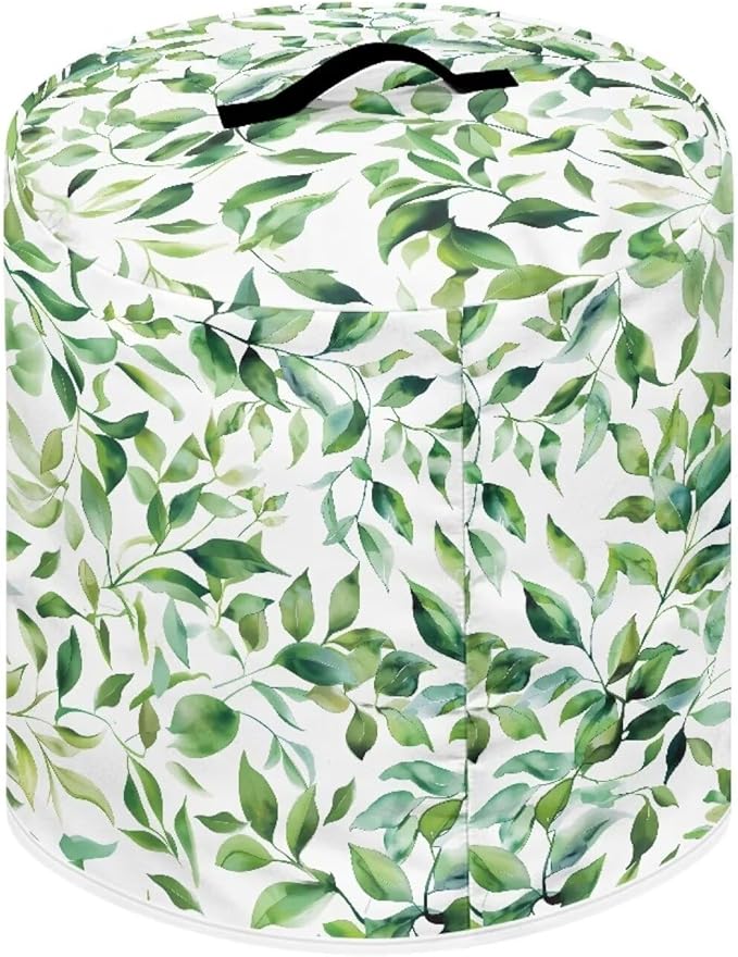 Flashideas Green Leaf Dust Cover for 8 Quart Instant Pot and Extra Accessories, Dust Proof Easy to Clean Pressure Cooker Cover Electric Appliance Cover Air Fryer Accessories with Pocket