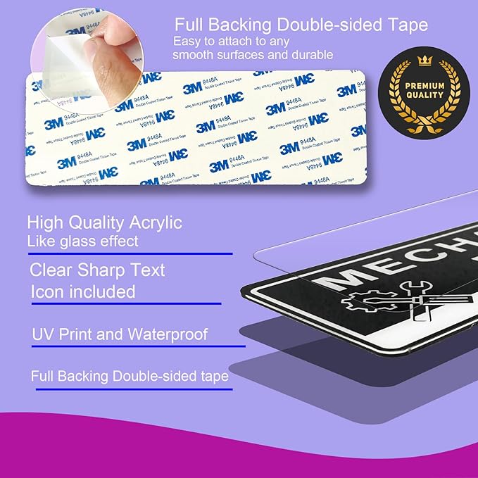 Door Sign,RAMIEYOO Acrylic Authorized Personnel Only Signs for Door,Black and White - 9"x 3" (Mechanical Room)