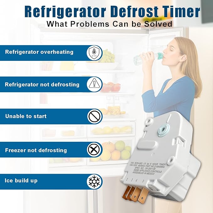 AP2592907 Refrigerators Defrost Timer for Frigidaire,120V 6 Hour 21 Minutes 215846604 Timer Fits Fridge and Freezers by Ketofa