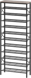12 Tier Shoe Rack, Large Capacity Shoe Storage Organizer Holds 48 Pairs, Sturdy and Stable, for Entryway, Hallway, Closet, Dorm Room, Greige and Black SS12BG