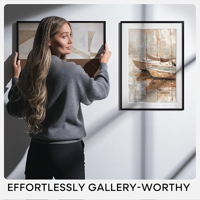 Homeforia 19.25x26.75 Black Puzzle Frame, High End Metal 19.25 x 26.75 Picture Frames without Mat, 26.75x19.25 Thin Poster Frame for Wall, 19.25by26.75 Puzzle Frame, Tempered Glass, Wall Kit, Set of 3