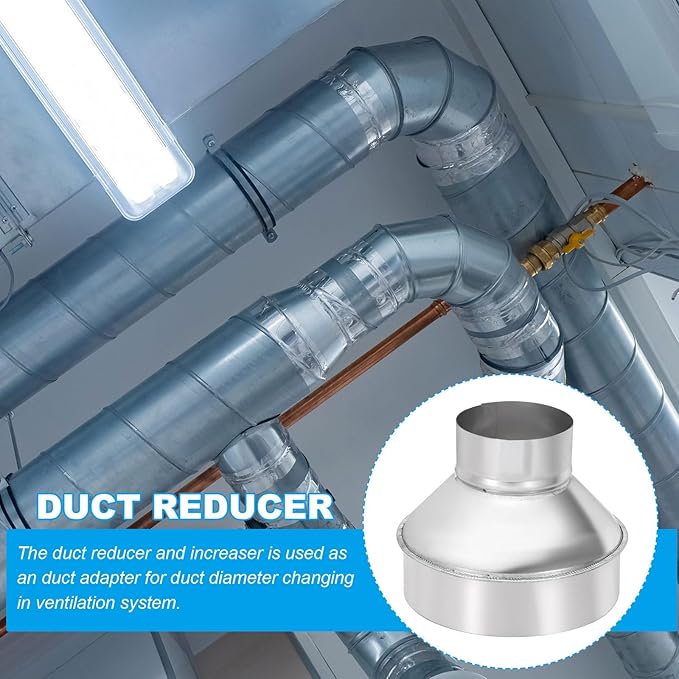 PATIKIL 6 Inch to 3 Inch Round Duct Reducer Increaser Connector, Galvanized Steel Air Duct Adapter Pipe Fitting for Bathroom Kitchen Inline Ventilation Systems, Silver Tone