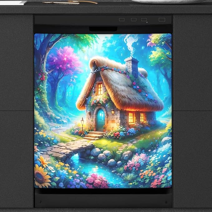 Dishwasher Magnet Cover Forest Flower Colorful Dishwasher Decorative Cover Front Dishwasher Door Cover Reuseable Dishwasher Cover Panel Decal for Kitchen Refrigerator Home Appliances 23" X 26"