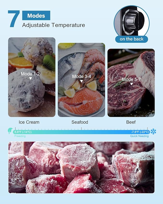1.1 Cu.ft Mini Freezer - Compact Upright Freezer with 7 Adjustable Thermostat, Removable Shelf, Reversible Single Door, 360°Uniform Cooling Small freezer for Home Office Apartment Dorm, Black
