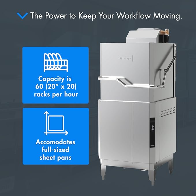 CX20VG-208/3 Premier Series Ventless Dishwasher, Door Type Commercial Dishwasher with Quad-Arm Wash System, VaporGuard 2.0, Booster, 60 Racks/Hr, 1.5 HP Motor, 208V 3PH
