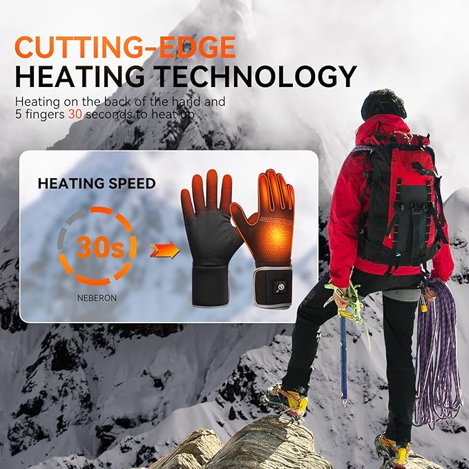 Savior Heated Glove Liners,Electric Heated Thin Gloves with Remaining Power Display,Rechargeable Hand Warmers,Suitable for Winter Driving,Typing,Running