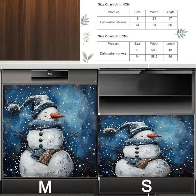 Winter Snowman Dishwasher Magnet Cover,23" x 26" Dishwasher Cover Magnetic Decal Vinyl Sticker Christmas Holiday Seasonal Kitchen Decor Refrigerator Magnets Self Adhesive Wrap