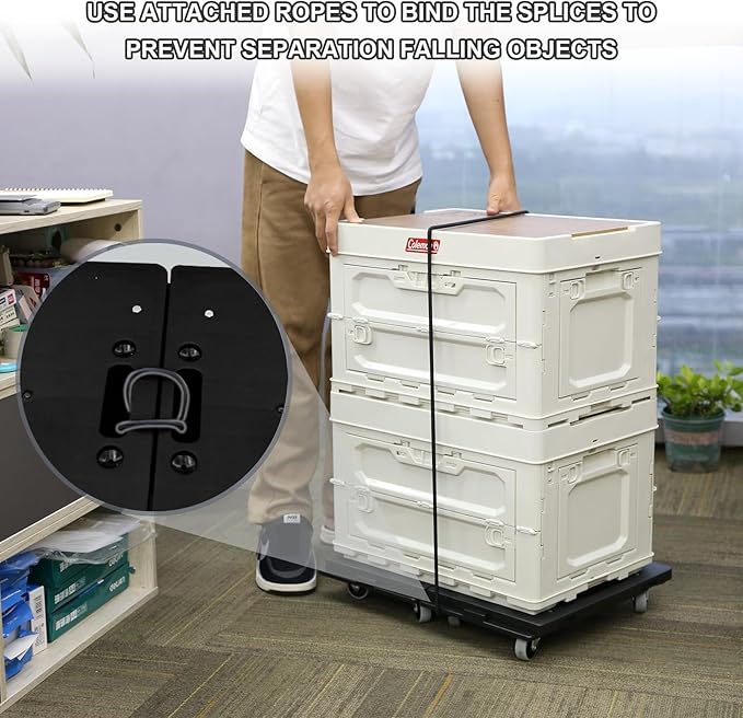 Furniture Dolly,Moving Dolly 4 Wheels Heavy Duty,16in-11in 500lbs Capacity,Furniture Movers Dollys with Wheels,4 Wheels Small Flat Dolly Cart, 2 Pack, Black,Grey Wheel