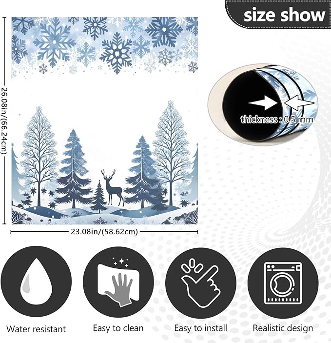 Blue Christmas Tree Dishwasher Magnet Cover Panel,Snowflake Elk Magnetic Dishwasher Covers Refrigerator Sticker Decal Christmas Decorative Washing Machine Cover for Home Kitchen,23x26in