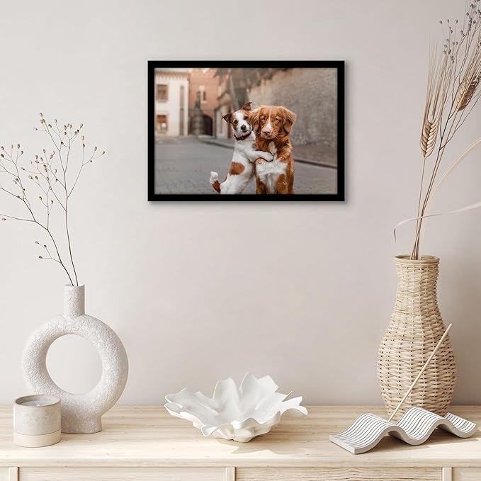 Americanflat 9x13 Picture Frame with Shatter-Resistant Glass - Streamline Collection - Thin Border Photo Frame for Tabletop and Wall Display - Hanging Hardware and Easel Stand Included - Black