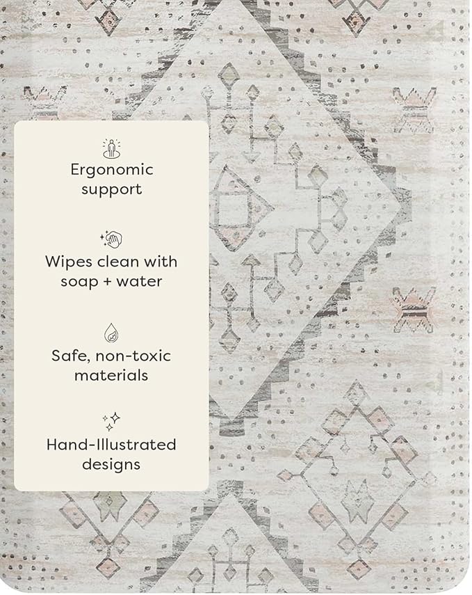 House of Noa Nama Standing Mat – Anti-Fatigue Cushioned Kitchen Mats for Floor | Ergonomic Bounce-Back Foam Kitchen Mats | Anti-Fatigue Mats for Kitchen & Standing | Ula Calico | 22" x 72"