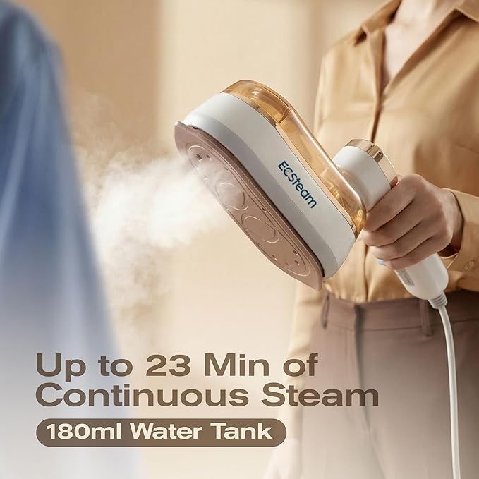 Steamer for Clothes & Iron 2 in 1, Portable Clothes Steamer Handheld & Travel Steam Iron for Clothes, 1200W 20s Fast Heat-Up, Foldable Design, 180ml Tank, 23 Min Steam, 120V Wrinkle Remover