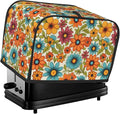 2 Slice Toaster Cover for Kitchen Hippie Flower Retro Waterproof and Dustproof Toaster Dust Cover with Side Pockets Decorative Universal Cover for Wide Slot Toasters and Small Appliances