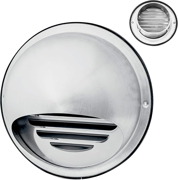 Fits 5" Neck Dryer Duct | Stainless Steel Round Exhaust Air Dryer Vent Cover Hood with Rubber Seal - Rust-Resistant, Weatherproof and Efficient Airflow Exterior Wall Outlet Duct Ventilation Grille