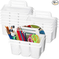 WILLBOND 12 Pcs Classroom Storage Caddies Stackable Utility Caddies with 4 Compartment Plastic Caddy with Handle Portable Storage Bins Organizers for Kids Schools Art Craft Supplies(White)