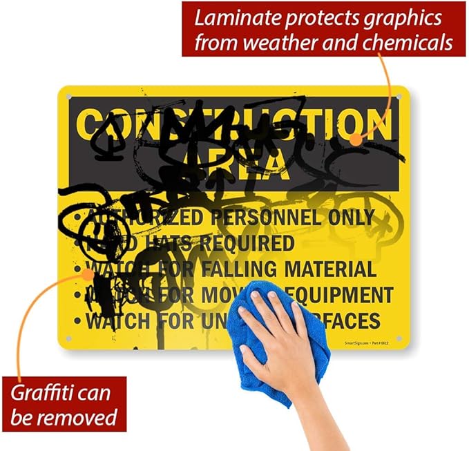 SmartSign "Construction Area - Authorized Personnel Only, Hard Hats Required" Sign | 18" x 24" Aluminum