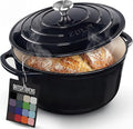 Zulay Kitchen 6 Quart Enameled Cast Iron Dutch Oven Pot with Lid – Premium Durability & Oven Safe up to 500°F – Heavy Duty Cookware Perfect for Bread Baking, Stews, Braising & Roasting – Black