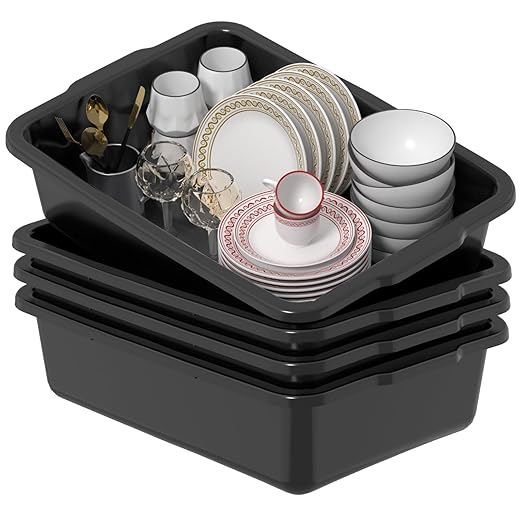 35 L Black Plastic Large Bus Box, Plastic Commercial Bus Tub, 4 Packs