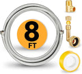 Dishwasher Installation Kit, 8 FT Stainless Steel Braided Dishwasher Water Supply Line with Food-Grade PEX, 3/8" x 3/8" MIP & 3/8" x 3/4" FHT Elbow Connectors