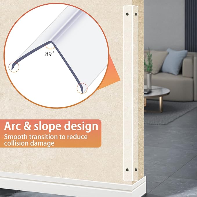 Clear Screws Installation Wall Corner Protectors, Thickened L-Shaped Furniture Edge Shields & Guards for Sharp Wall, Door Frame, Table (2pcs x 39.4’’L x 1.97’’W)
