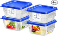4 pcs 2qt Food Storage Containers with Lid, Square Clear Commercial Food Storage Containers with Handle and Scale for Food Storage in Home Kitchen & Dining (Blue)