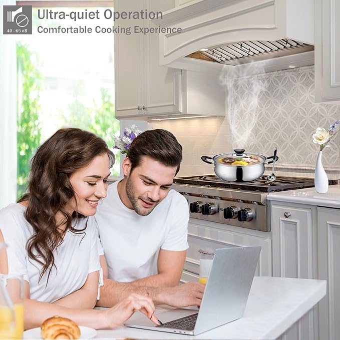 MCBON Range Hood Insert 30 Inch, 900 CFM Insert Range Hood, Touch Control Range Hood Insert, Remote & Gesture Sensing Vent Hood Insert, 4-Speed Hood Range Insert, Stainless Steel Range Hood, AE88-30