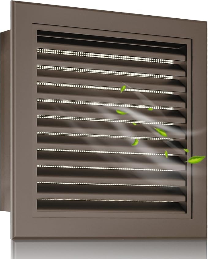 24"x24" Gable Vent Aluminum Alloy – Extra-Large Vent for Attics & Barns, Rustproof Mesh Prevents Critter Entry, Moisture Control, Opening 22"x22" Brown