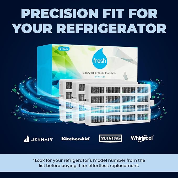 Fresh W10311524 Refrigerator Air Filter Replacement for Whirlpool, W10311524, AIR1, Maytag, Kitchenaid and Jenn-Air, FreshFlow Air Filter (4 Pack) - Whirlpool Replacement Air Filter by Mist.