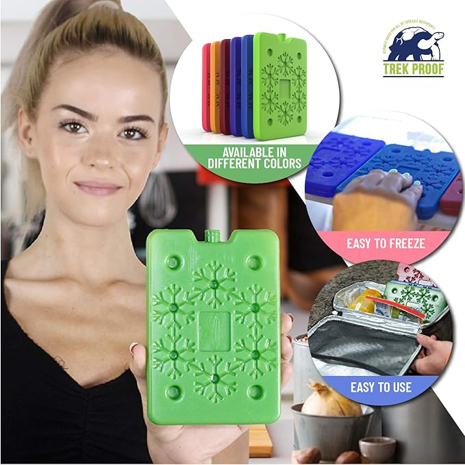 TrekProof Ice Packs for Lunch boxes and Coolers | Bento Lunch Box Ice Packs, Cooler Bag for Work, School, Picnic or Camping | Reusable Small Freezer Pack, Adult and Kid Friendly