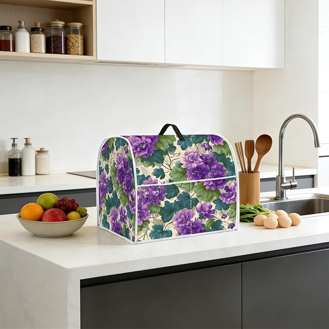 Stand mixer cover with handle and storage bag, reusable and washable, stylish retro floral design, keeps kitchen countertops clean and tidy (fits 6-8 quart mixers).