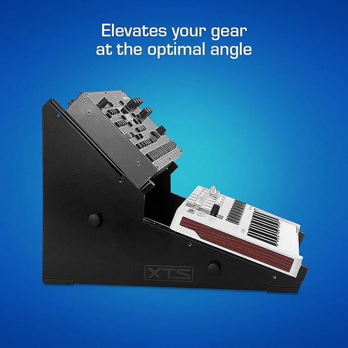 2-Tier XTS Desktop Stand, Adjustable Length from 10.6" - 18.5" for Sampler/Synth/MIDI Controller/Drum Machine, fits MPC Live 3 & Live 2/TR-8S/Analog Rytm/Octatrack, easy to assemble and resize