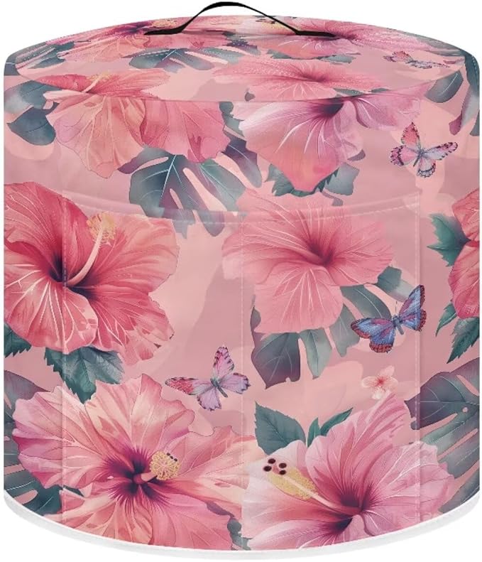 TODIYADDU Exquisite Floral Pressure Cooker Cover with Handle Fashion Kitchen Appliance Dust Covers for Portable Air Fryer Dust Cover Round Protective Cover Bag Trendy Home Decor