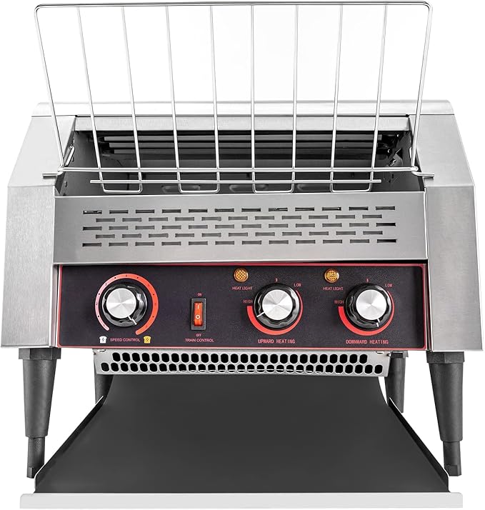 450 Slices/H Commercial Conveyor Toaster, 2600W 7 Gears Electric Stainless Steel Restaurant Toaster Oven with Crumb Tray for Restaurants, Hotels 18.31 * 16.42 * 15.27in