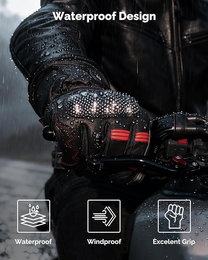 SAVIOR HEAT Heated Motorcycle Gloves for Men & Women, 7.4V 3000mAh Waterproof Heated Gloves with Rechargeable Battery Up to 10H for Winter Outdoor Riding, Cycling, Snowmobile