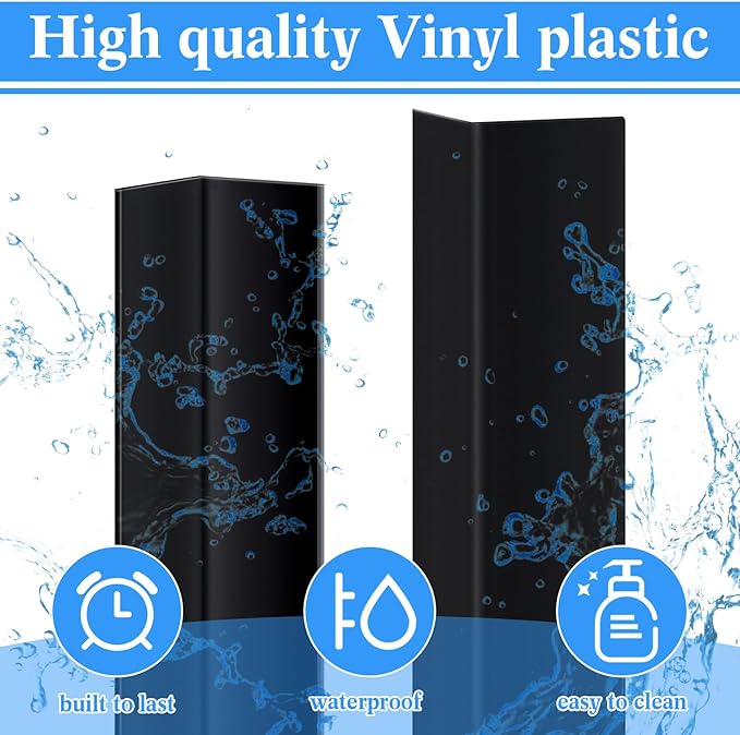 Sasylvia 10 Pcs Wall Corner Protector Guards, Vinyl 1 x 36 Inch Corner Trim Molding, Avoid Scratching Scuffs, Ease Install and Cleaning for Door Countertop Furniture Cabinet Protection, Black