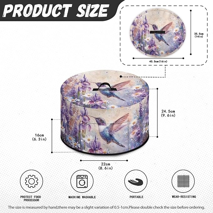 Hummingbird Daisy Floral Print Slow Cooker Cover Replacement Fit Most 6/7/8 Quart Crock Pot Oil Painting Print Practical Electric Slow Cooker Cover Keep Kitchen Clean and Easy to Use