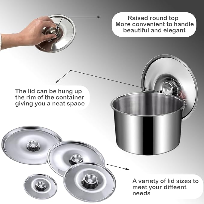 Stainless Steel Cover Bowl 7.1in Universal Lid for Pots Pans and Skillet, Small Frying Pan Lid with Handle for Pot Lid, 18cm