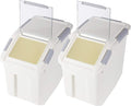 EonTone Pack-2 Large Sealed Bulk Rice Storage Container 15 Liters (30 lbs) with Lockable Lid Wheels and Measuring Cup BPA-Free Food Dispenser