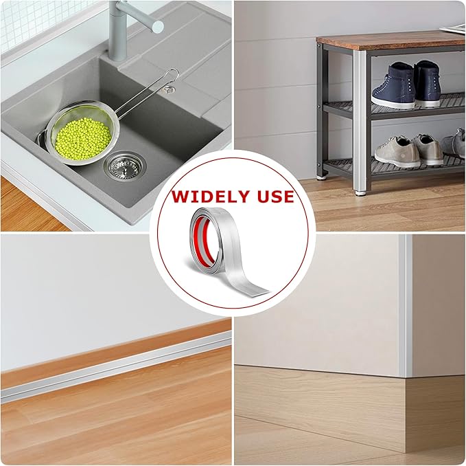 Flexible Wall Corner Protector Moulding Trim Peel and Stick Wall Corner Guards Edge Protector Self Adhesive Wall Molding Trim Strip for Wall Edge Corner Ceiling (Silver, 2.4 in x 20 Ft)