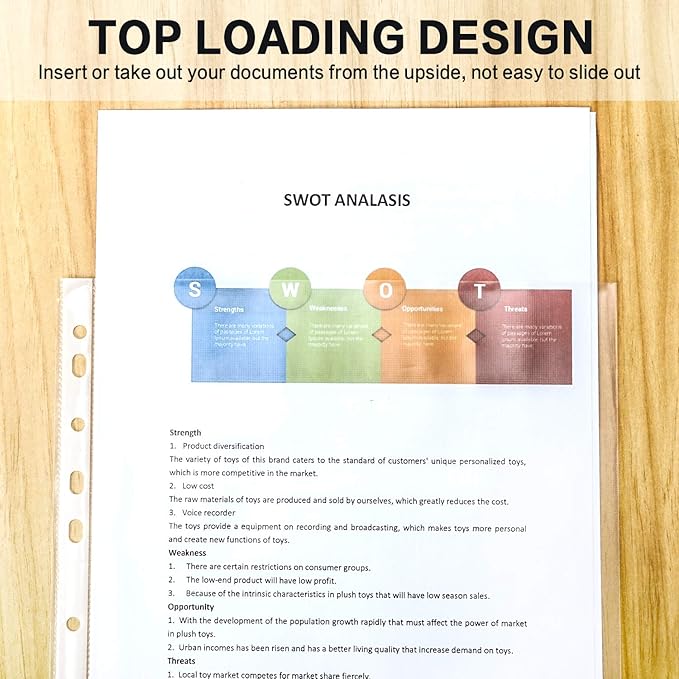 Sheet Protectors, PANDRI 300 Pack Clear Heavy Duty Plastic Page Protectors Sheet Reinforced 11-Hole Fit for 3 Ring Binder Fits Standard 8.5 x 11 Paper, 9.25 x 11.25 Top Loaded, Excluding Acid